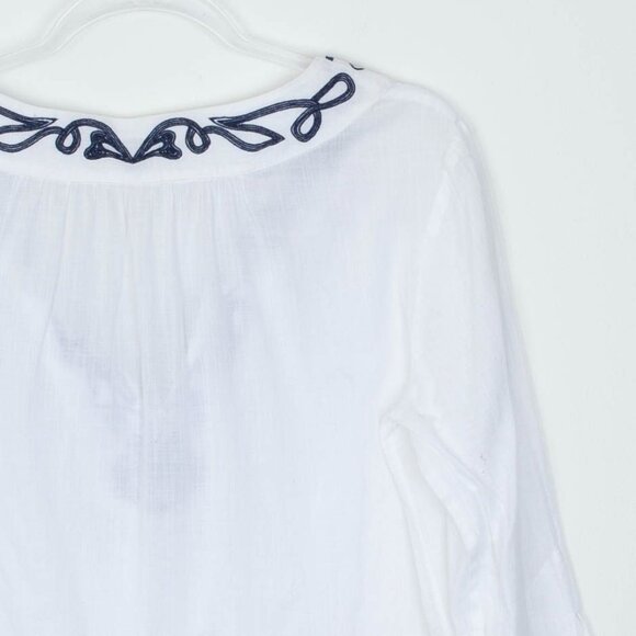 Banana Republic Womens Embroidered Cotton Tunic Top Size M White‎ Beach Summer - Picture 10 of 10